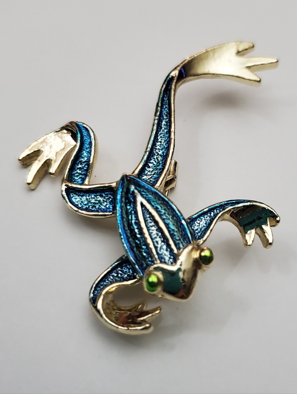 Gerry's Blue/Gold Adorable Frog Pin/Brooch